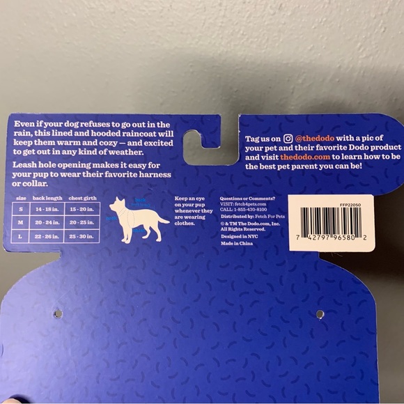 puppy dog raincoat size L🐾 the dodo - reversible, breathable & SO cute ☔️🐶 NWT - Picture 16 of 16